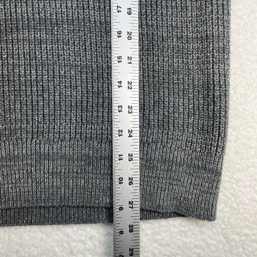 Banana Republic Sweater Mens Large Gray Chunky Knit Mock Neck Cotton Blend Snaps